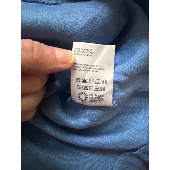 Reformation Desiree Linen Mini Dress Blue Ruffle Sweetheart Size 4 - Picture 9 of 9